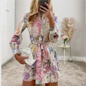 Zara Multicolor Parrot 🦜 Floral Dress with Belt
